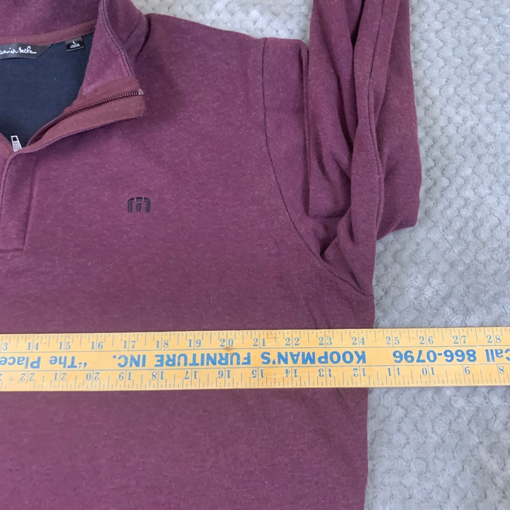 TravisMathew Quarter Zip Pullover Mens L Burgundy Heather Golf Sweater - Picture 8 of 9